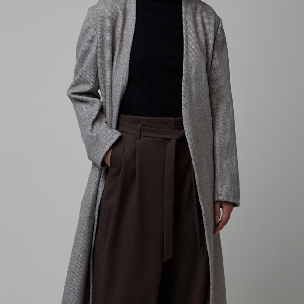 stylish grey coat with belt